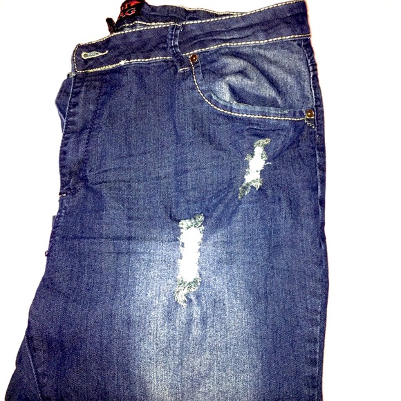 Ladies Plus Size Hot Swag Distressed Jeans - Picture 1 of 4